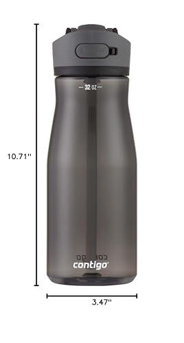 Contigo Ashland 2.0 Leak-Proof, 32Oz Licorice Water Bottle With Lid Lock, Angled Straw, Interchangeable Lid, And Dishwasher Safe